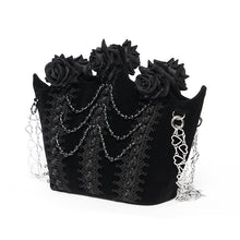 Load image into Gallery viewer, EAS04101 Black Bat-Wing-Opening Velvet Handbag