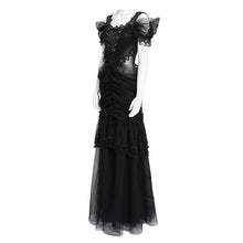 Load image into Gallery viewer, ESKT081 V-Neck Open-Back Mesh Puffy Fishtail Dress