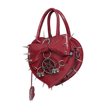 Load image into Gallery viewer, AS31502 Red Punk-style glossy bag with heart and bow details