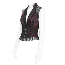 Load image into Gallery viewer, SHT161 Gothic V-Neck Backless Cropped T-Shirt with Eyelash Lace Shoulders