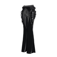 Load image into Gallery viewer, EPT02001 Velvet-knit flared trousers with side ruffles