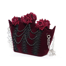 Load image into Gallery viewer, EAS04102 Wine Black Bat-Wing-Opening Velvet Handbag