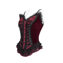 Load image into Gallery viewer, ECST01002 Red Gothic snake-print suede corset