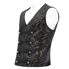 Load image into Gallery viewer, WT09302 men black Gothic embossed waistcoat