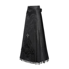 Load image into Gallery viewer, ESKT068 Shiny Cashew Jacquard Lace Horse-face Skirt