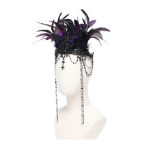 Load image into Gallery viewer, EAS033 Gothic black and purple feather antler crown