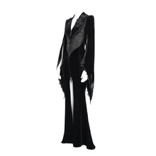 Load image into Gallery viewer, ECT02201 Slim-fit velvet long coat with slit sleeves