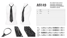 Load image into Gallery viewer, AS149 Asymmetric black leather tie with chain