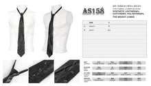 Load image into Gallery viewer, AS158 punk Asymmetric black leather tie with chain