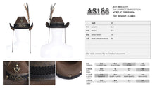 Load image into Gallery viewer, AS186 Steampunk western cowboy hat