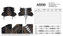 Load image into Gallery viewer, AS299 Black and Apricot Paisley Gothic Waist Belt