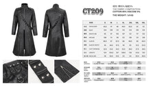 Load image into Gallery viewer, CT209 Cracked Faux Leather Men's Long Coat With Hanging Rivets studded bullet belt