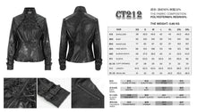 Load image into Gallery viewer, CT212 Stand collar strappy crackled leather jacket