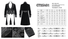 Load image into Gallery viewer, CT25401  black Gothic faux two piece embossed dress coat