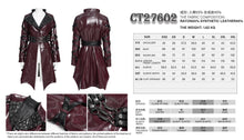 Load image into Gallery viewer, CT27602 Red Punk-Style Mid-Length Coat with Glossy Finish and Multiple Straps