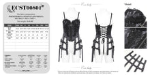 Load image into Gallery viewer, ECST00801 black Gothic fringed iris one-piece bustle corset