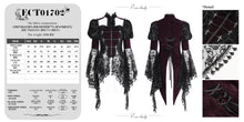 Load image into Gallery viewer, ECT01702 Black and red hollowed-out chest halter neck flared sleeves lace swallowtail coat