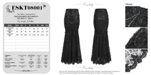 Load image into Gallery viewer, ESKT08001 Black Sequin-Embellished Mesh and Flocked Floral Mesh Fitted Fishtail Skirt