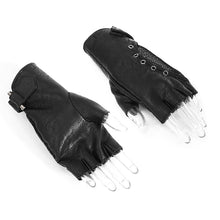 Load image into Gallery viewer, GE013 Punk metallic fitted short mesh half-finger gloves for women
