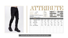 Load image into Gallery viewer, PT100 punk heavy metal lace up leg torn men trousers with loops