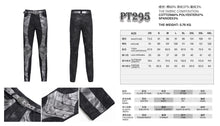 Load image into Gallery viewer, PT295 Gold-Stamped Twill and Faux Leather Paneled Punk Trousers