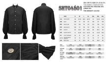 Load image into Gallery viewer, SHT04801 steampunk puff sleeve dark grain jacquard cotton and linen men black shirts