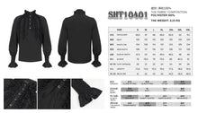 Load image into Gallery viewer, SHT10401 Black Chiffon pleated Lace Stand Collar Men's Shirt