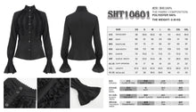 Load image into Gallery viewer, SHT10601 Black chiffon smocked lace stand collar women blouse