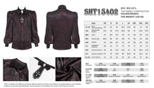 Load image into Gallery viewer, SHT15402 Wine Gothic Long-Sleeve Pleated Shirt with Bat-Wing Shoulder Flaps