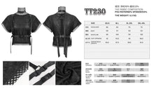 Load image into Gallery viewer, TT230 Cyberpunk black mesh Turtleneck Short Sleeve Women's T-Shirt