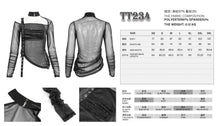 Load image into Gallery viewer, TT234 black Long Sleeve Asymmetric Mesh T-shirt