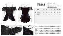 Load image into Gallery viewer, TT241 Wine velvet big lace flat shoulder short sleeves vest
