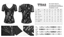 Load image into Gallery viewer, TT242 broken holes fine mesh and faux leather V-neck slim fit Short sleeve T-shirt