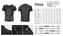 Load image into Gallery viewer, TT249 Tattered Knit Zipper Webbing Men's T-Shirt
