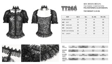 Load image into Gallery viewer, TT268 Gothic pentagram flocked mesh with lace halterneck women's short T-shirt