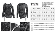 Load image into Gallery viewer, TT272 Irregular cloud point printed knitted off-shoulder long-sleeved women's T-shirt