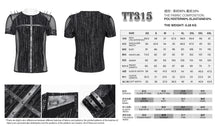 Load image into Gallery viewer, TT315 Punk Stretch Tie-Dyed Knit T-Shirt with Large Diamond Mesh Paneling