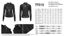 Load image into Gallery viewer, TT319 Women's Punk T-Shirt with Flocked Circuit Board Print and Stand Collar