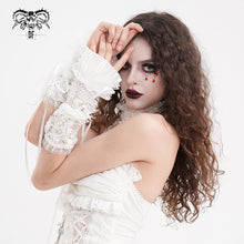 Load image into Gallery viewer, GE03702 Lolita White Rose Flower Mid-Length Ribbons Lace Gloves