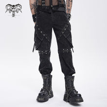 Load image into Gallery viewer, PT300 Punk-Style Straight-Leg Trousers with Acid-Wash Effect (Convertible into Shorts)