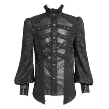 Load image into Gallery viewer, SHT14601 Black Gothic two-tone cashew jacquard long-sleeved shirt