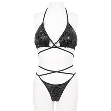 Load image into Gallery viewer, SST024 Pentagram Print lace up Swimsuit Set