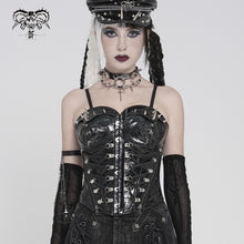 Load image into Gallery viewer, CST00901 Black Punk-Style Glossy Leather Strapless Corset