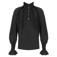 Load image into Gallery viewer, SHT10401 Black Chiffon pleated Lace Stand Collar Men's Shirt