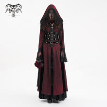 Load image into Gallery viewer, CT24702 Red Women Gothic long hooded long sleeve lace coat