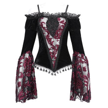 Load image into Gallery viewer, ETT03602 off-shoulder one-piece long-sleeved  gothic women's T-shirt