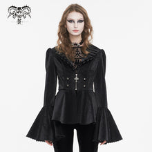 Load image into Gallery viewer, CT211 Patterned leather lace bell-sleeve jacket