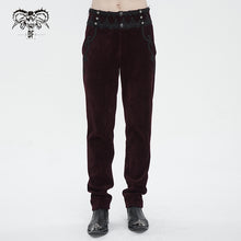 Load image into Gallery viewer, PT22602 Wine Gothic high waist chenille men's trousers