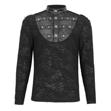 Load image into Gallery viewer, TT260 Punk knitted small stand collar men's T-shirt