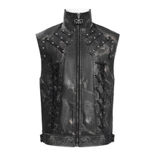 Load image into Gallery viewer, WT096 Punk two-tone faux leather vest